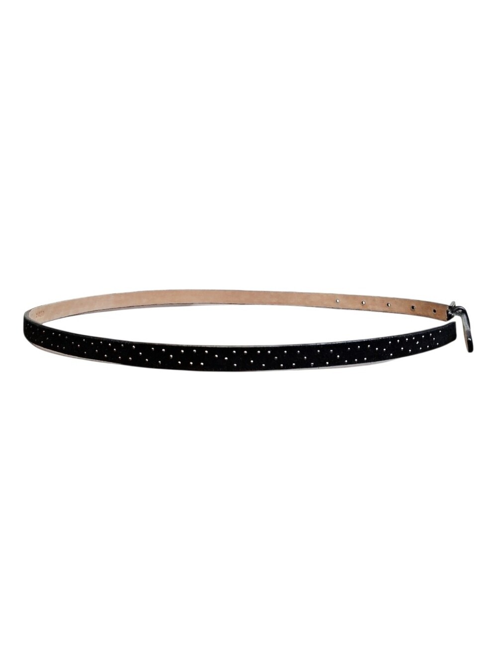 TWO J Crew Women's Olive Green Patent & Suede With Silver Studs Leather Belts M - Picture 9 of 11